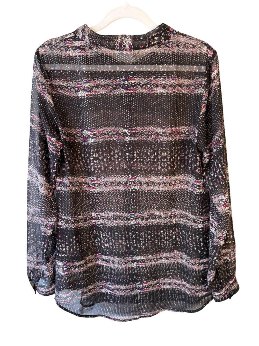 CAbi Sheer Blouse with Pink, Blue & White Speckle Print Size S Lightweight - Picture 3 of 14